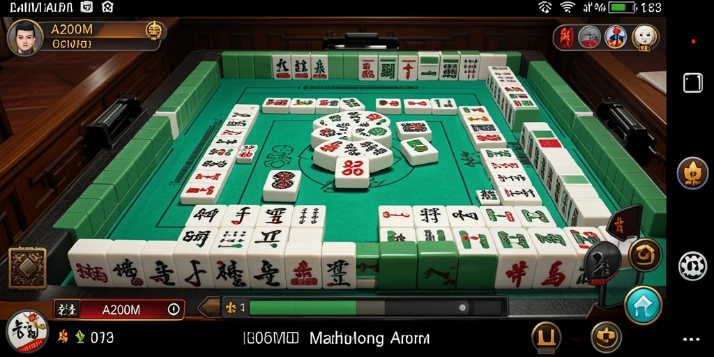Tampilan gameplay A200M dengan desain ubin Mahjong yang menarik.