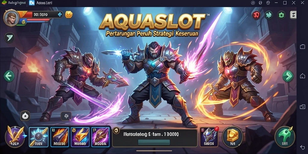 Tampilan gameplay AQUASLOT yang penuh aksi dalam pertempuran.