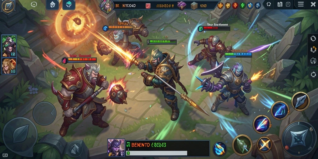 Tampilan gameplay BENTO4D yang seru dan menarik dalam pertempuran MOBA.
