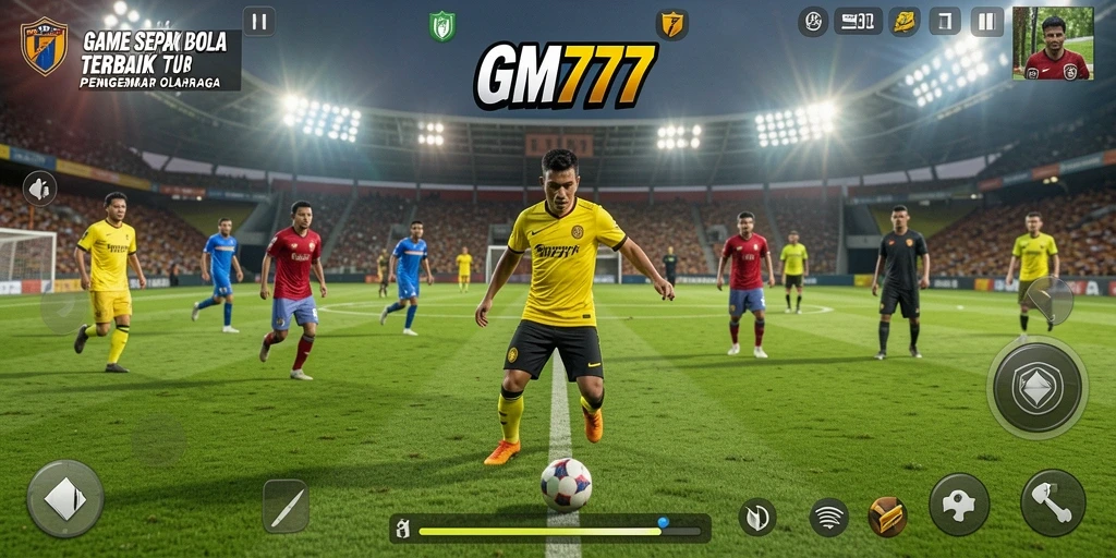Tangkapan layar GM777 menampilkan aksi seru pertandingan sepak bola.