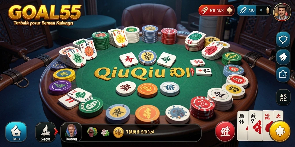 Tangkapan layar dari gameplay QiuQiu yang seru di GOAL55.