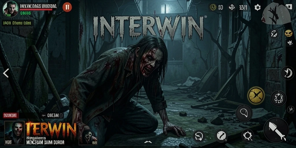 Antarmuka gameplay yang seram dan atmosfer mencekam.