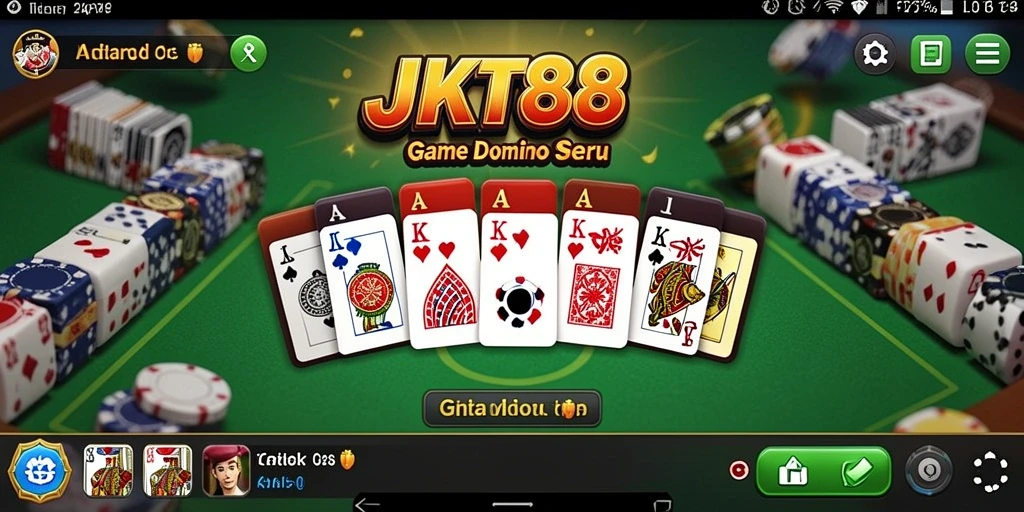Tampilan utama gameplay Domino JKT88 yang seru dan interaktif.