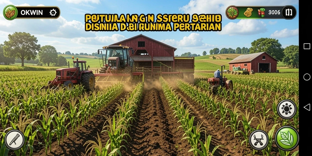 Screenshot gameplay <strong>OKWIN</strong> menunjukkan aktivitas bertani yang seru dan interaktif.