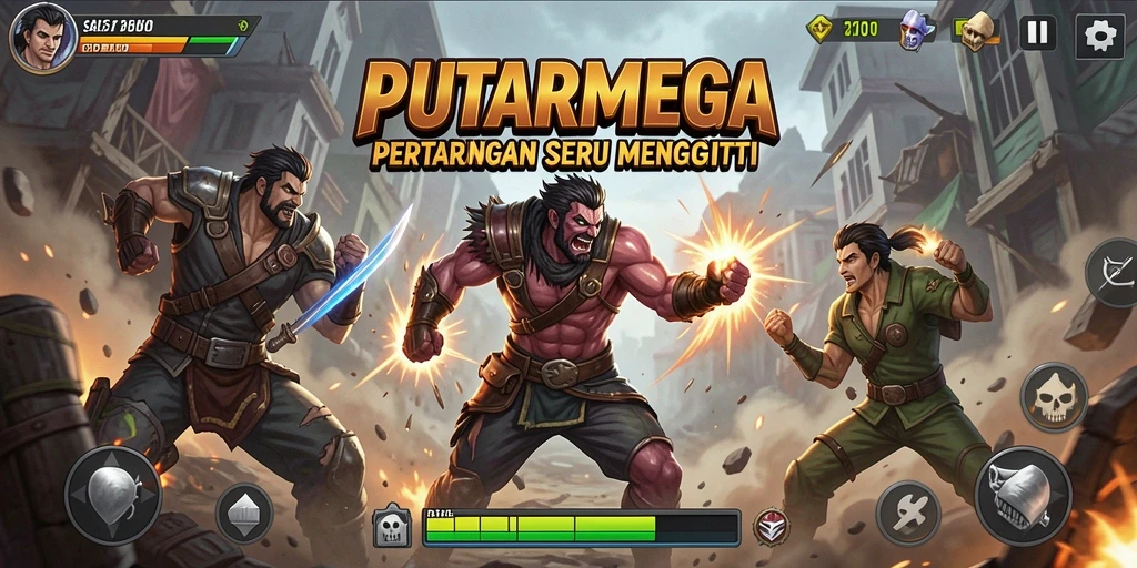 Gameplay seru PUTARMEGA dengan aksi pertarungan yang mendebarkan.