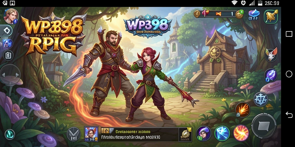 Tangkapan layar gameplay WP888 menampilkan pertarungan epik di dunia RPG.